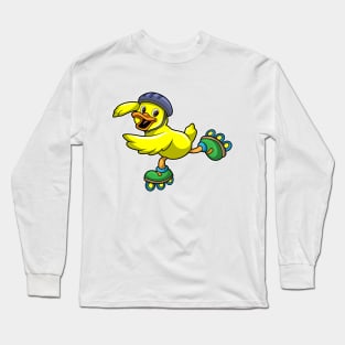 Duck as Skater with Skates & Helmet Long Sleeve T-Shirt